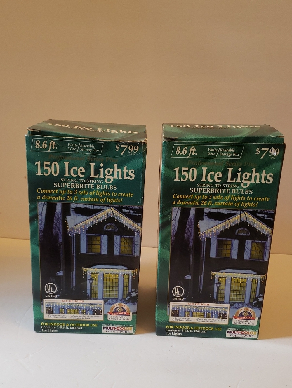 150 Ice Lights Indoor Outdoor Multi-Color Vintage 1990s Christmas Lights Decor 2